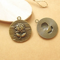 Бронзовая роза, большая круглая бирка, 1 шт.