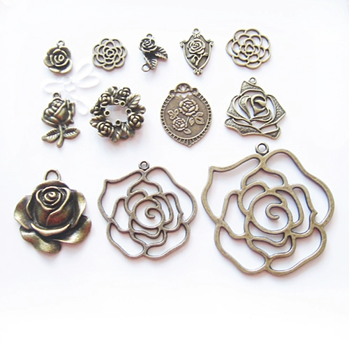 Ретро аксессуар ручной работы, бронзовые аксессуары, медная подвеска, в цветочек