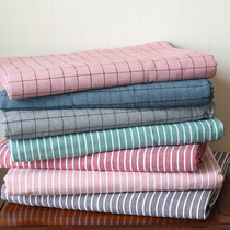 Export French cotton old rough cloth sheets three-piece thickened small plaid clear naked sleeping summer sheets single piece