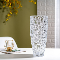 Imported original Crystal Vase ornaments modern homestay living room flower arrangement transparent ins Wind wide mouth Net red rich bamboo