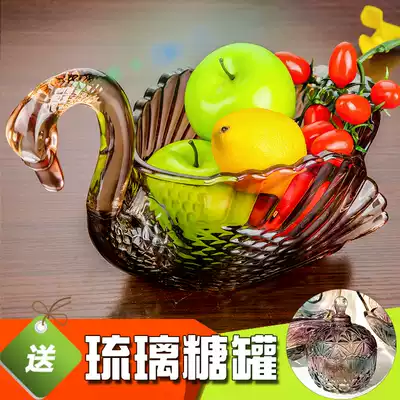Creative Swan Crystal Glass fruit plate European modern living room coffee table home snacks dried fruit candy fruit plate
