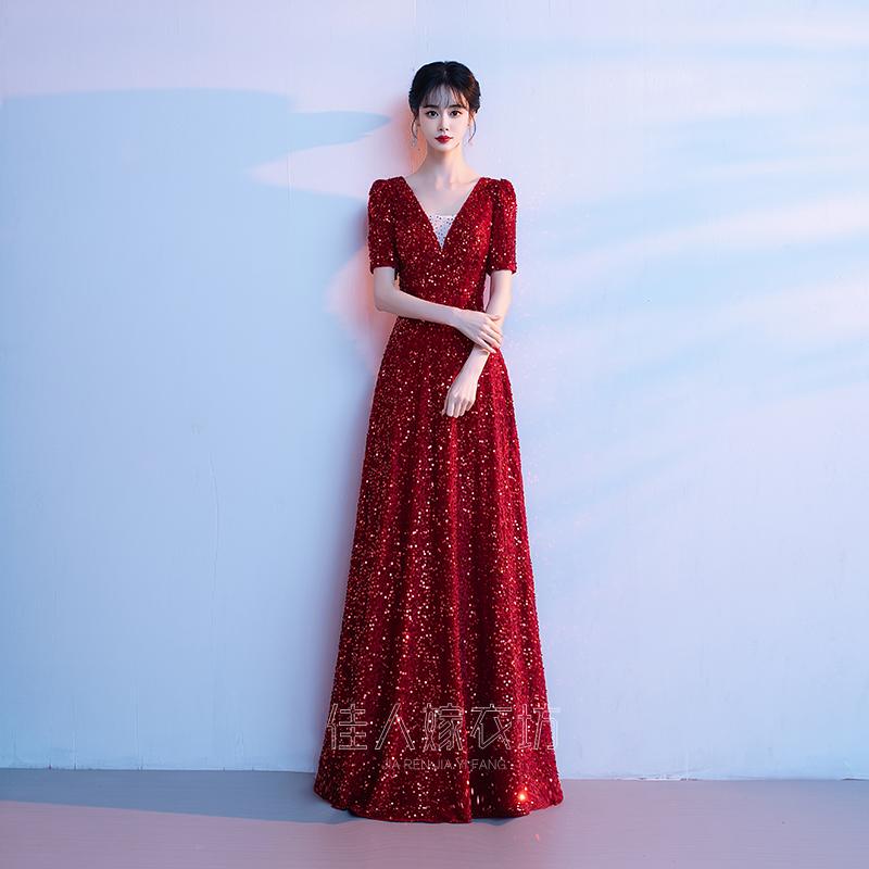 Evening Dress, Banquet Host, Sequined Choir Performance Costume, Conductor's Long Dress, High-End, Dignified and Elegant Evening Dress, Banquet Host, Sequined Choir Performance Costume, Conductor's Long Dress, High-End, Dignified and Elegant