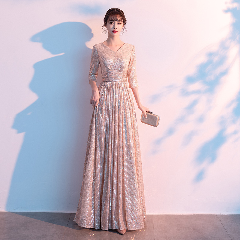 Evening Dress for Women 2026 New Style Banquet Long Dress Host Dress Sequin Elegant Conductor Choir Performance Dress