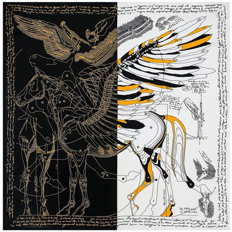 130cm Large Square Scarf European and American Vintage Pegasus Travel Warm Shawl Sun Protection Silk Scarf Imitation Silk Twill Beach Towel