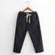 Fat sister mm large size candy color cropped pants summer cotton linen elastic high waist college style Harun loose feet make you look thin