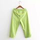 Fat sister mm large size candy color cropped pants summer cotton linen elastic high waist college style Harun loose feet make you look thin