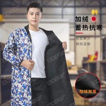 Plus velvet overalls long sleeves dustproof mens labor insurance clothes thick coats womens aprons waterproof and oil-Proof Kitchen warm