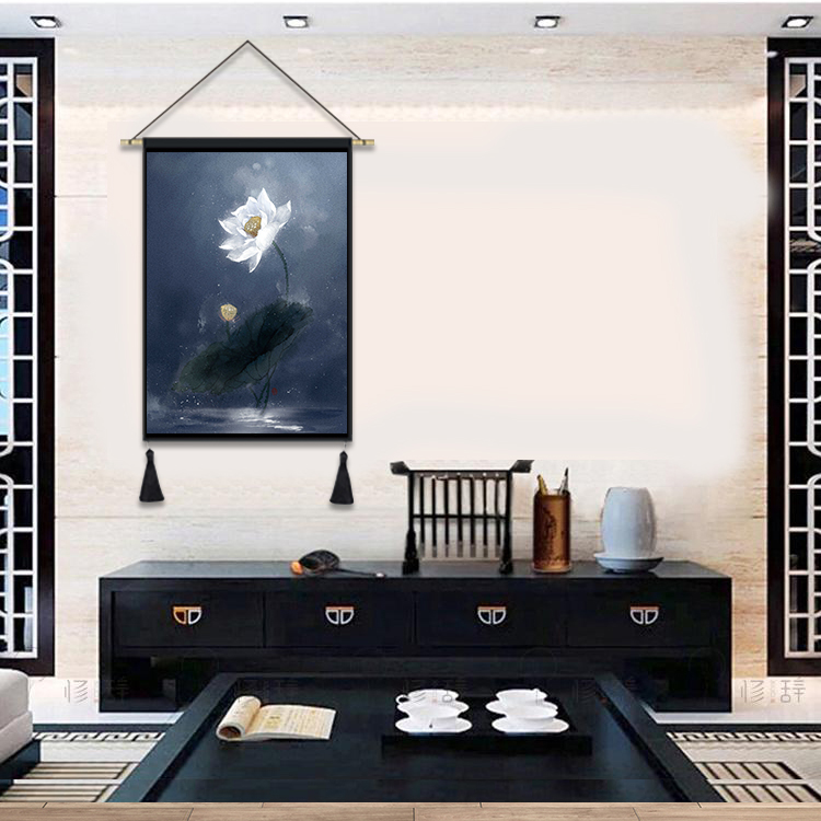 Hoa sen vải Trung Quốc tấm thảm phòng ngủ nghiên cứu đầu giường B & B trang trí bức tranh bí ẩn tường bao phủ thực vật treo tường tấm thảm treo tường