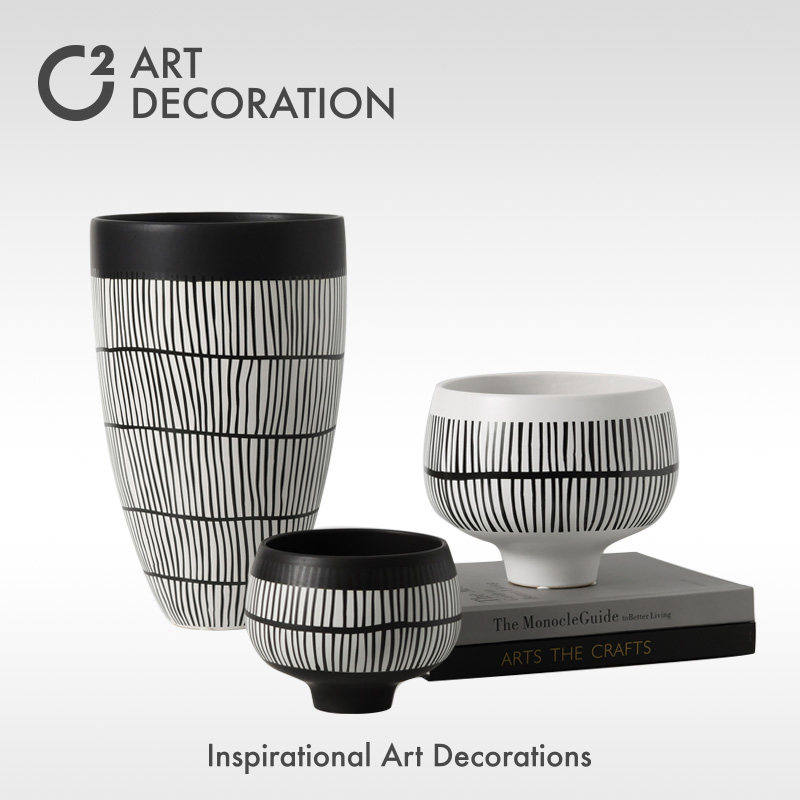 Light luxury model house sales office ceramic vase art flower porch new Chinese Nordic soft decoration ornaments