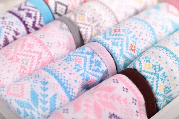 Cotton nguyên chất phong cách dân tộc retro eo thấp sinh viên tóm tắt tam giác thoải mái Cotton đồ lót phụ nữ hộp quà tặng tải - Bộ quà tặng quần sịp con voi