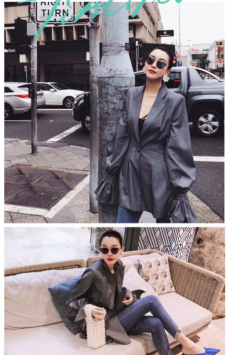 13 nên là màu xám chic chic blazer nữ phiên bản Hàn Quốc của phần dài của mùa thu mặc eo thon áo vest nữ đen