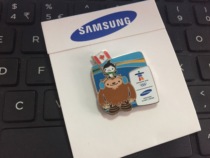 2010 Vancouver Winter Olympics Badge Sponsor Samsung Badge Mascot and Canadian Flag badge