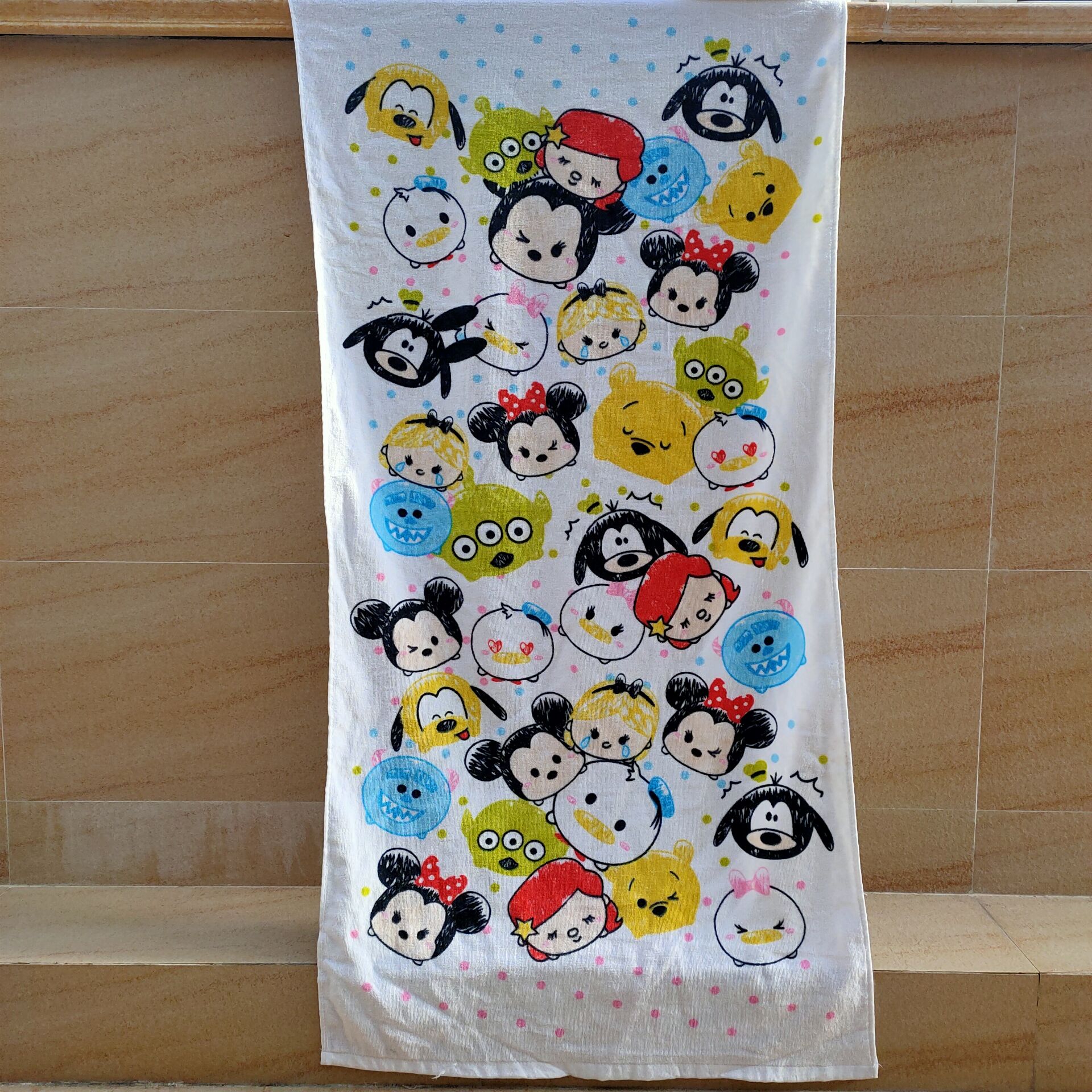 Foreign trade tail pure cotton cartoon children's bath towel cotton children's beach towel pure cotton cut velvet loose