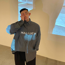 GAHKSTUDIO X MAGADETH designer partnered high-quality son shiny loose silhouette shirt