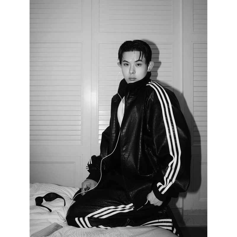 Magadeth Summer New Arrival Men's Casual Three-Stripe Black Crocodile Pattern Jacket Men's Suit Top