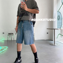 GAHKSTUDIO American vintage spring and summer couture design sense denim shorts one piece