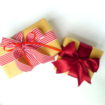 Striped webbing jujube red ribbon Kraft paper gift wrapping paper set 2 m ribbon