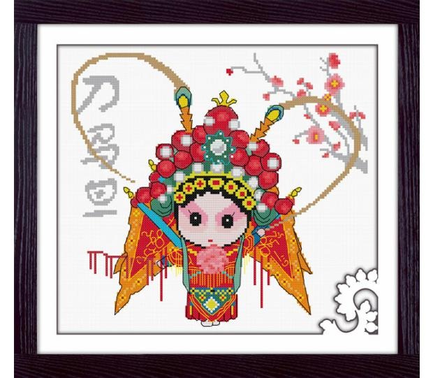 Genuine in nổi đặc biệt độ nét cao chính xác cross stitch nhân vật nữ diễn viên Peking Opera Blues Peking Opera mặt sơn không đính cườm - Công cụ & phụ kiện Cross-stitch tranh thêu phong cảnh làng quê