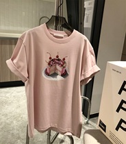 Stylish and three-dimensional printed cake T-shirt 2021 summer new casual versatile short sleeve loose base t