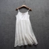Váy cổ tích mùa thu váy ren váy ren nền bên trong váy chữ A cạp cao váy thêu lưới trắng váy ngắn - Váy eo cao Váy eo cao