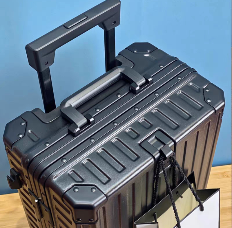 Pure Pc Square Lock Hanging Buckle Aluminum Frame Suitcase, Silent Universal Wheels, Shock-Absorbing Brake, Tsa Customs Lock Travel Suitcase, Luggage Case