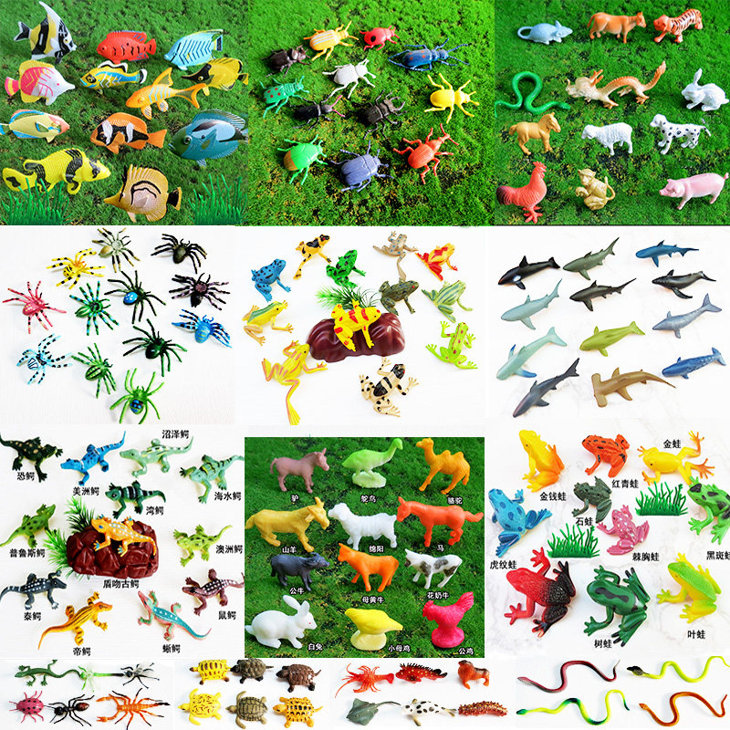 Simulation insect caterpillar spider marine shark crocodile crawling snake dinosaur small animal model toy set