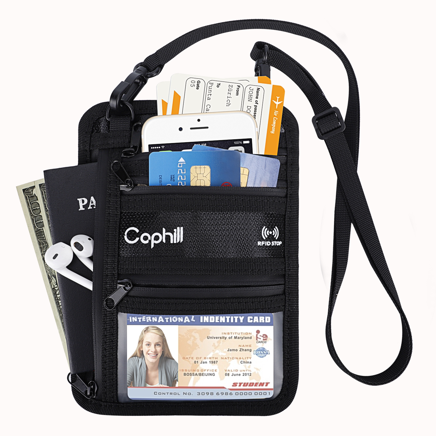 Menopause Plane Passport Fire Protection Bag Containing Bag Multifunction Valuables Information Business Travel Fire Protection Cashier Bag