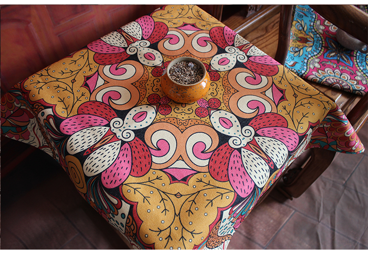 Bohemian gió quốc gia và vải lanh retro nhỏ khăn trải bàn khăn trải bàn tròn bàn cà phê vải vuông khăn trải bàn tùy chỉnh - Khăn trải bàn khăn trải
