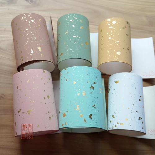 Qingyun Bi Club Snowflake Золотая учебная комната Jinlongtang Истинный золотой воск, маленький куплет, посыпанный золотой рисовой бумагой 8 вариантов цвета