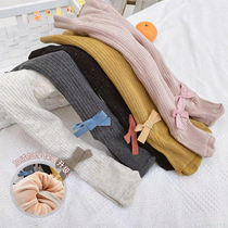 Winter style plus suede thickened female baby Even pants socks child cute 100 hitch bottom pantyhose butterfly knot baby socks