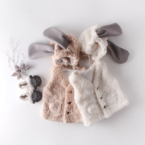 Winter baby wool cashmere vest men and women baby lamb shoulder horse clip toddler warm thick coat to send hat