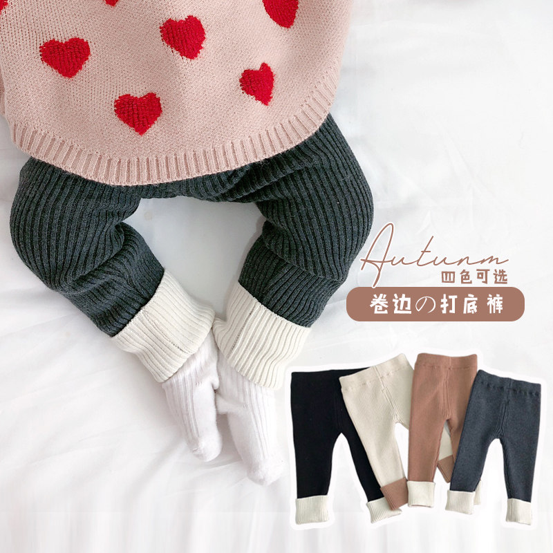Autumn-winter baby can curl pants baby inner lap pants wool line pants warm and velvety 4 colors optional 100 hitch plate