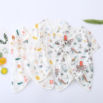 2021 New ha clothes newborn baby butterfly clothes men and women Baby double gauze jumpsuit summer breathable