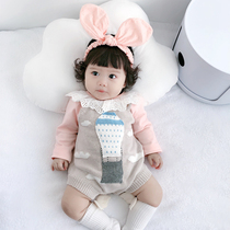 Korean spring and autumn female baby knitted straps