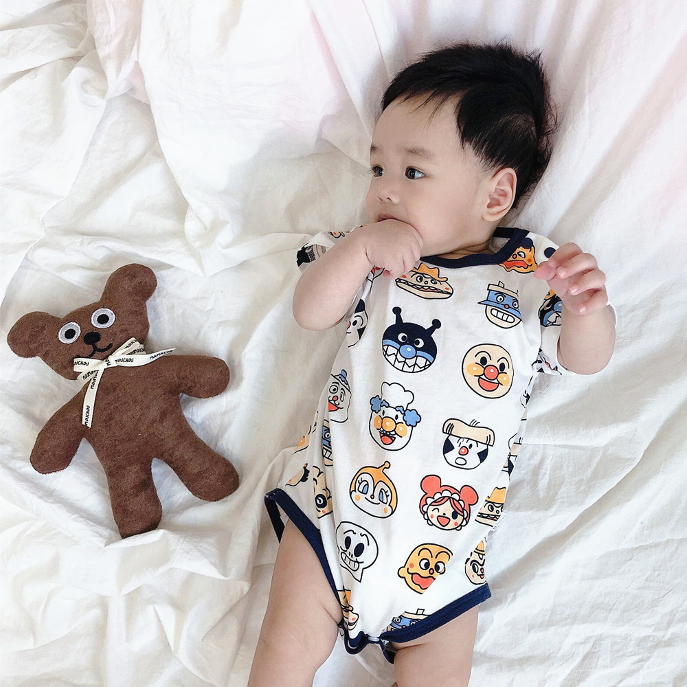 Net red male and female baby climbing clothes newborn triangle romper spring and autumn long-sleeved one-piece summer short-sleeved climbing clothes ins Korean version