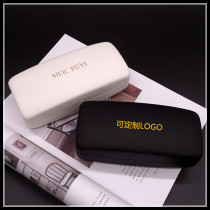 Customized large PU leather sunglasses box mens and womens black and white sunglasses box iron box high-grade plain eye box