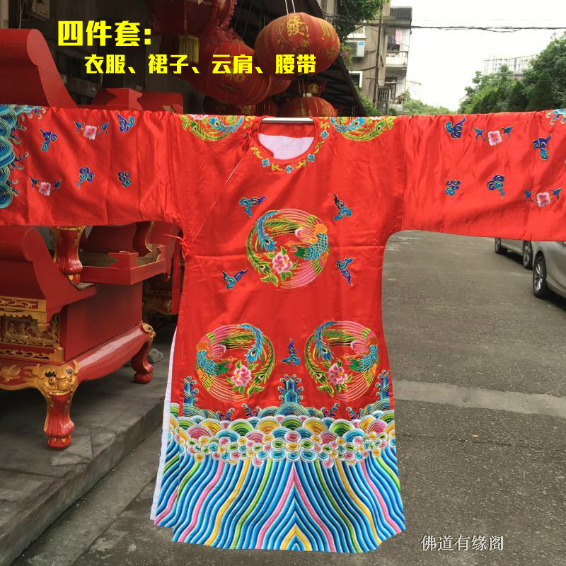 Bridesmaid's clothing Dress Buddha Tang Embroidered and Buddha Statue Buddha clothes BodhisattBodhisattva Buddhist gown temple red
