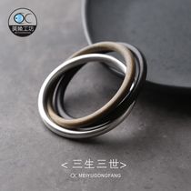 Three Sheng III Sandalwood Pure Silver Biding Bracelet Fine Bracelet Womens Hands Ring Retro Art Style Wind Ornaments Ancient Wind Hanfu Accessories Accessories