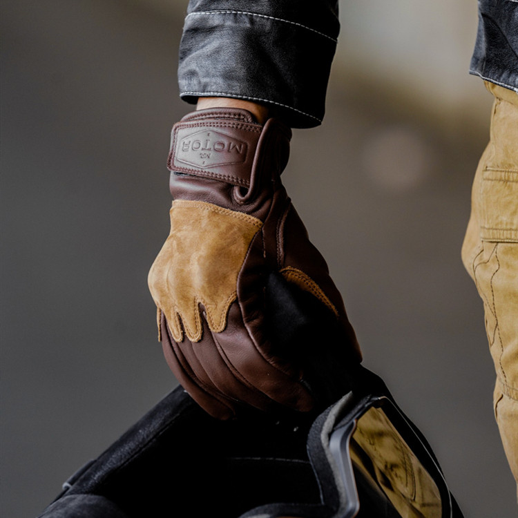 Harelocomotive Gloves Motorcycle Autumn Winter Sheep Leather Plus Suede Anti-Fall Joint Protection Touch Screen Riding Gloves between Men and Women-Taobao