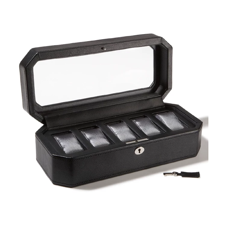 WOLF Windsor импортированный кожаный запирающийся 5-позиционный бокс для часов, подходит для коллекции игрушек, черный стиль в наличии