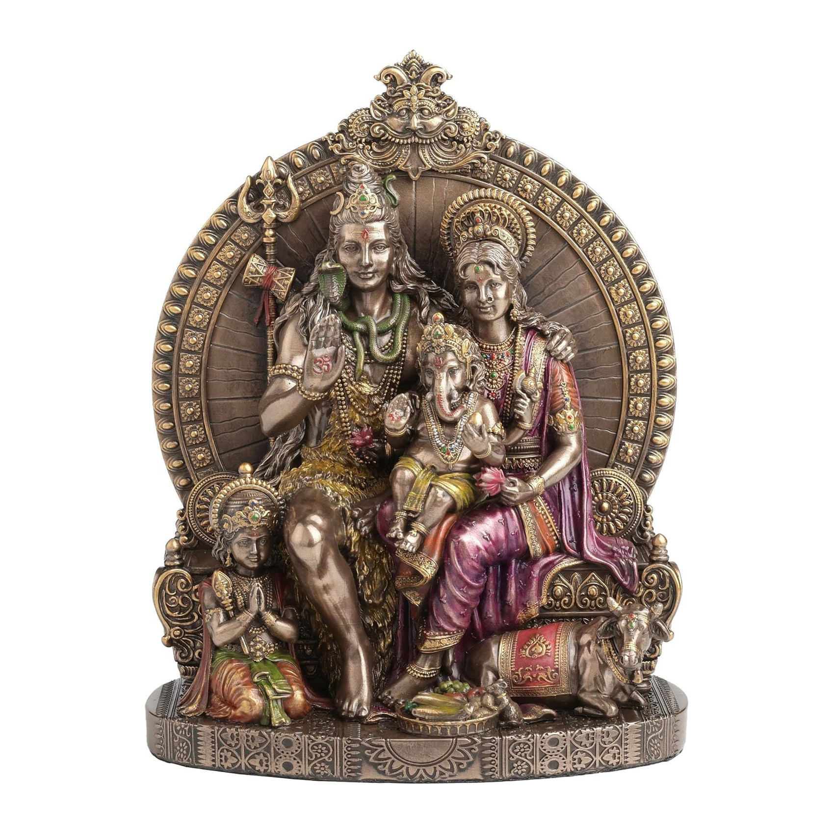 インドから輸入されたシヴァ神とその家族を描いた神話上の彫刻。家の装飾やコレクションに最適な美術品です。