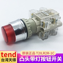 TEND Push button switch self-reset T2ILR-1C T3IAR power supply convex head with light illumination self-locking 22mm