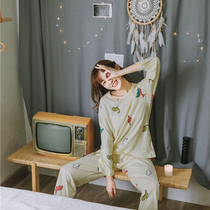 Long-sleeved cotton baby Class A Korean version of womens warm home clothes two-piece suit plush cotton pajama skirt