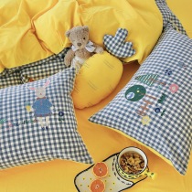 New embroidery cotton-dyed multi-piece set girl cartoon water washing cotton double single bed upper kit