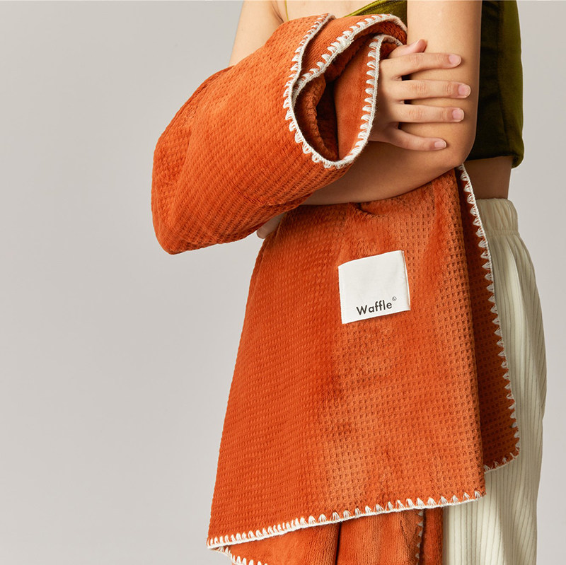 High-end imported waffle bed carpet thickening warm sheet coral wool blanket luncheon blanket sofa blanket