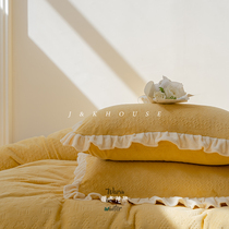 Faff-style Retro Advanced Senses Solid Milk Suede Four Sets Autumn Winter Sky Winter Coral Suede Flannel Suede Light Lavish Linen