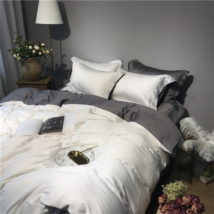 Extremely Minimalist Collage of 60 Encrypted O Ground Lilan Fine Bifacial Sky Silk Four Sets Naked Sleeping Bump Color Bed Bedding-Taobao