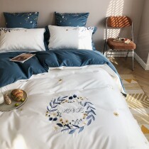 Four Seasons 60 Egyptian long staple cotton cotton four-piece cotton Korean hipster embroidery 1 8 bedding