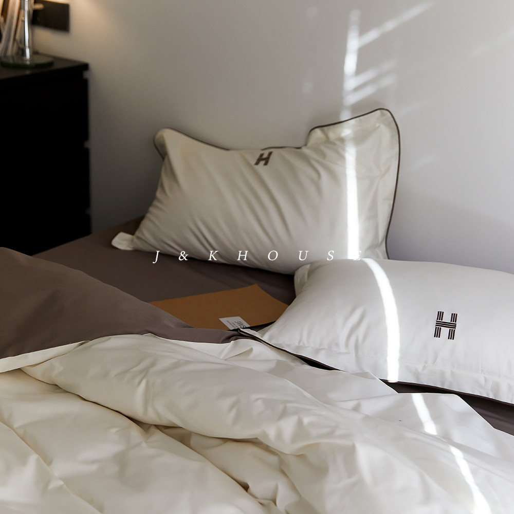 100 Australian cotton light and luxurious embroidery H Spring summer season new bed bedding Double stock pure cotton high-end four pieces-Taobao