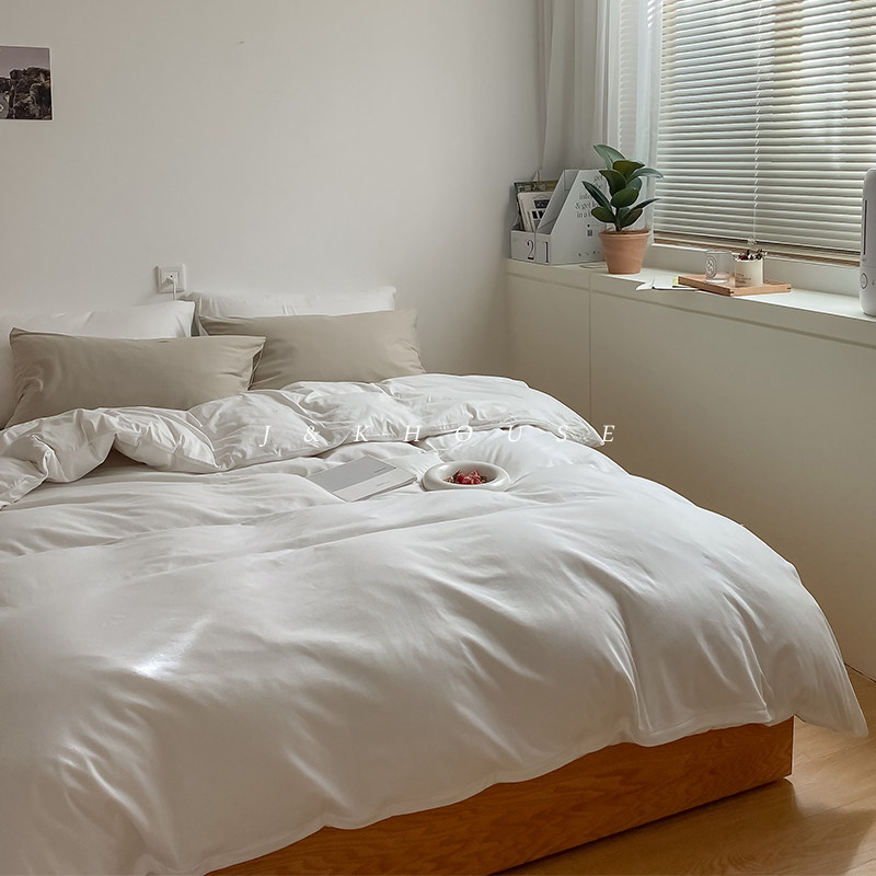 Salt and white light ash) in a pinch of salt Blogger recommends small crowdknitted vegetarian color bed gasaward-style pure cotton four sets of geranium cotton bed products-Taobao